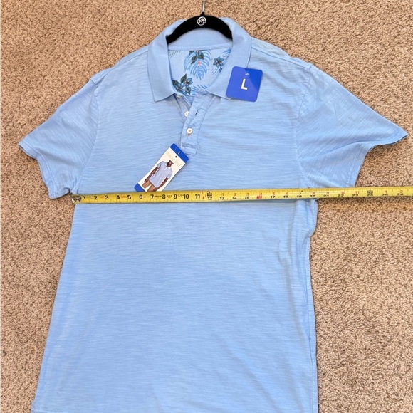 NEW Margaritaville Light Blue Cotton Polo Shirt Men L Coastal Resort Casual Golf - Picture 8 of 12